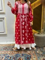 Ari Terquoise Lillen Kurta Pant Set With Computer Embroidered Work