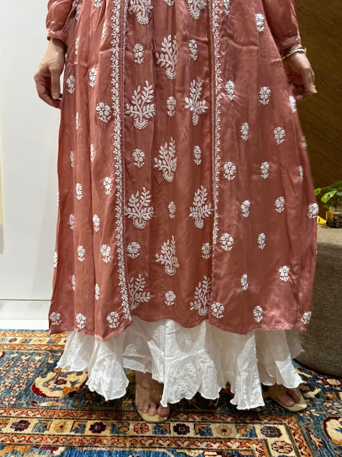 Ari Terquoise Lillen Kurta Pant Set With Computer Embroidered Work - Image 4