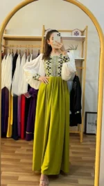 Cherry Georgett and Embroidery Work Party Gown - Image 3