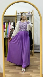 Cherry Georgett and Embroidery Work Party Gown - Image 5