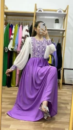 Cherry Georgett and Embroidery Work Party Gown - Image 2