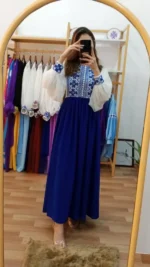 Cherry Georgett and Embroidery Work Party Gown - Image 3