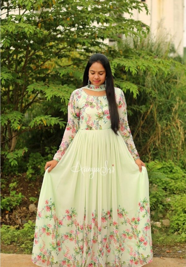 X!Beauty Queen Lemon Digitally Floral Printed Anarkali Suit - Image 2