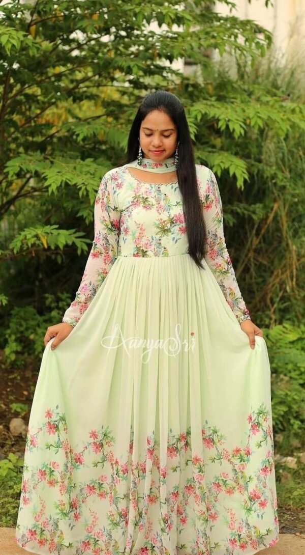 X!Beauty Queen Lemon Digitally Floral Printed Anarkali Suit