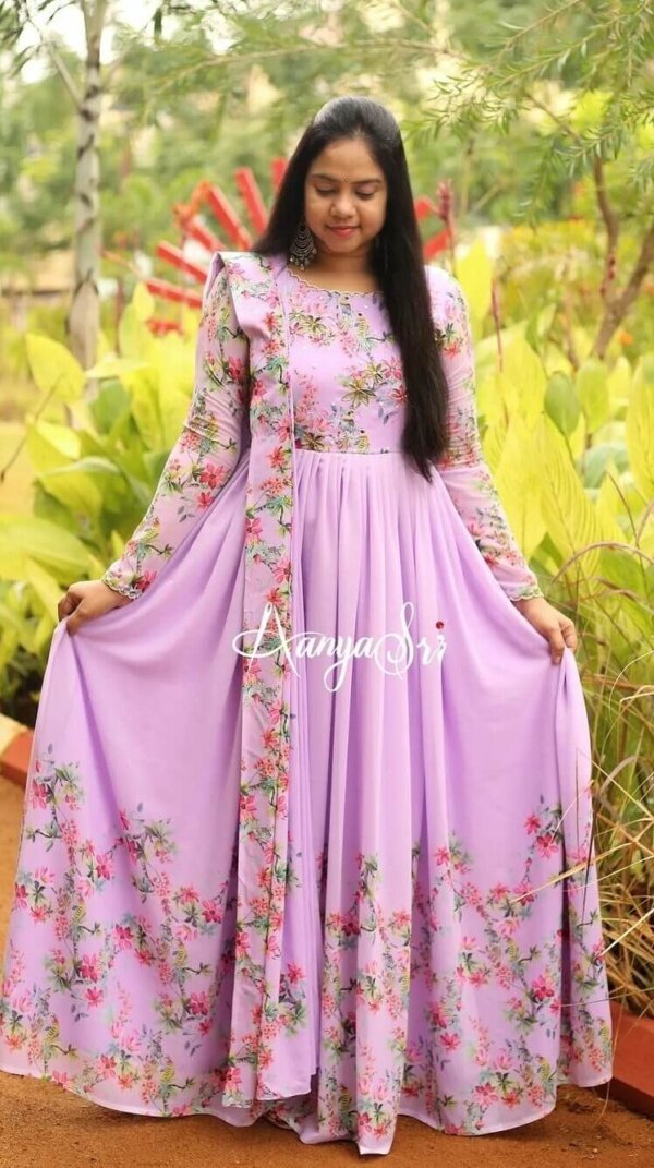 X!Beauty Queen Purple Digitally Floral Printed Anarkali Suit